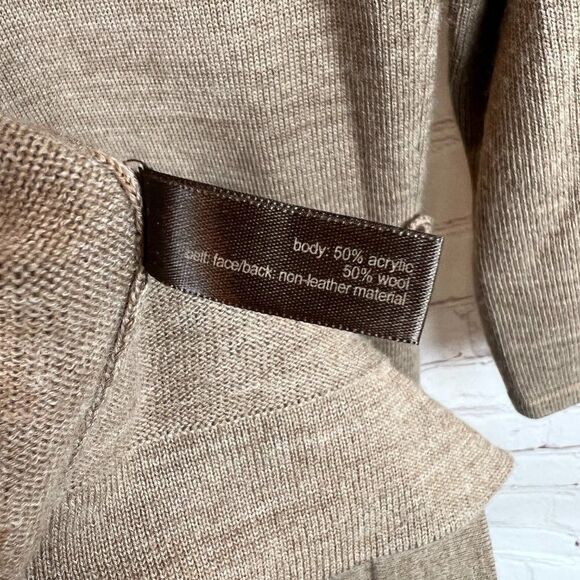 THE LIMITED beige wool blend knit bodycon shawl V-neck size S - Picture 7 of 8